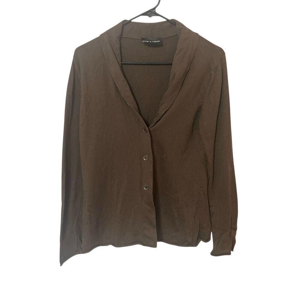 Peter O. Mahler brown cashmere blend cardigan Sz Small